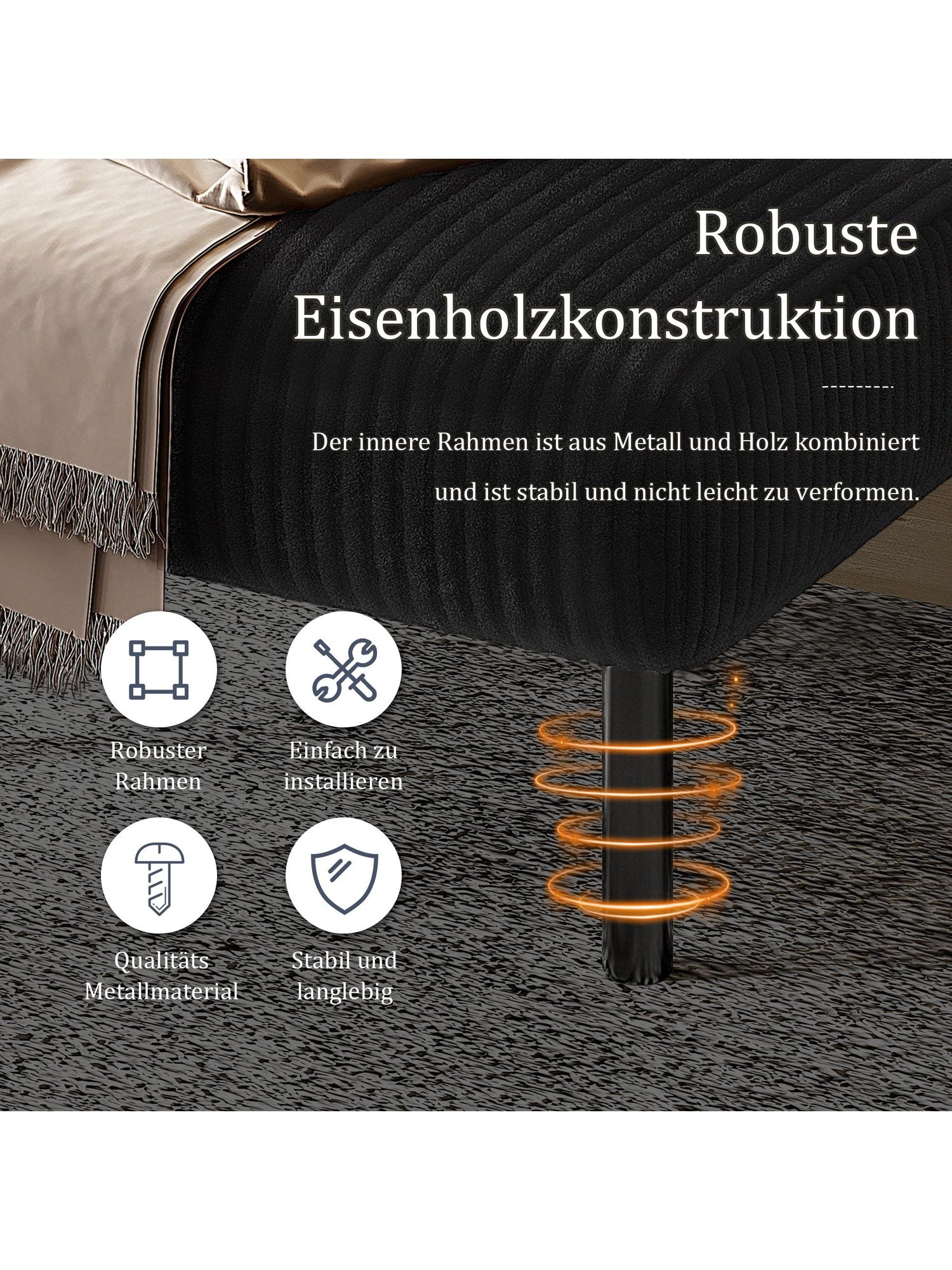 Cord Sofa BLINGBIN in Schwarz im Homeoffice
