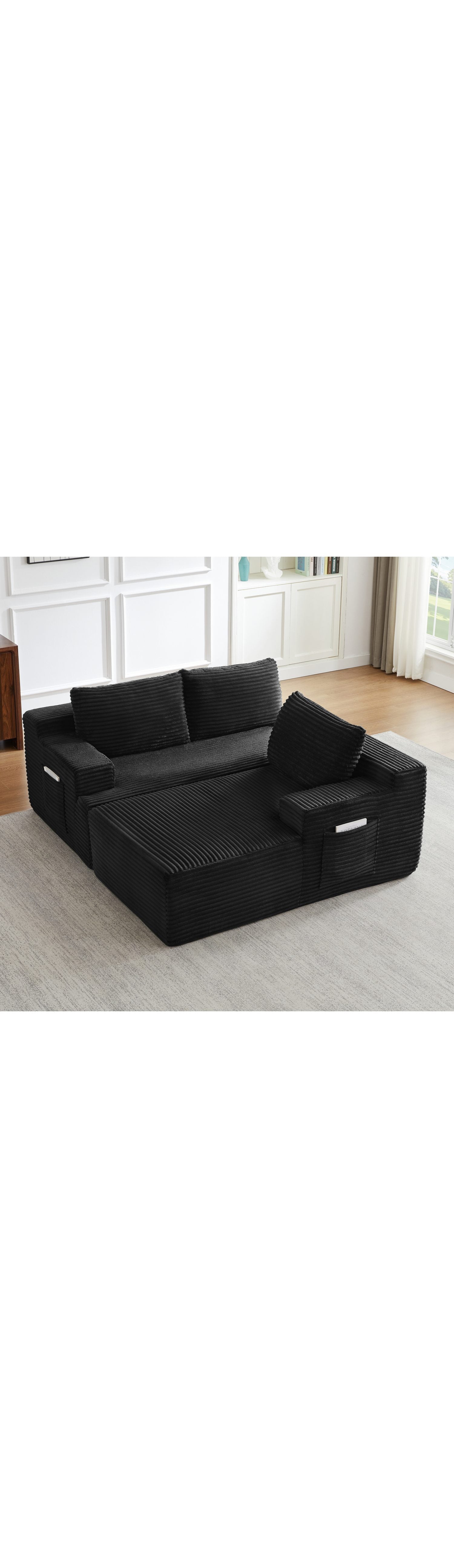 Cord Ecksofa ORVANE Detailansicht des gerippten Cordstoffs