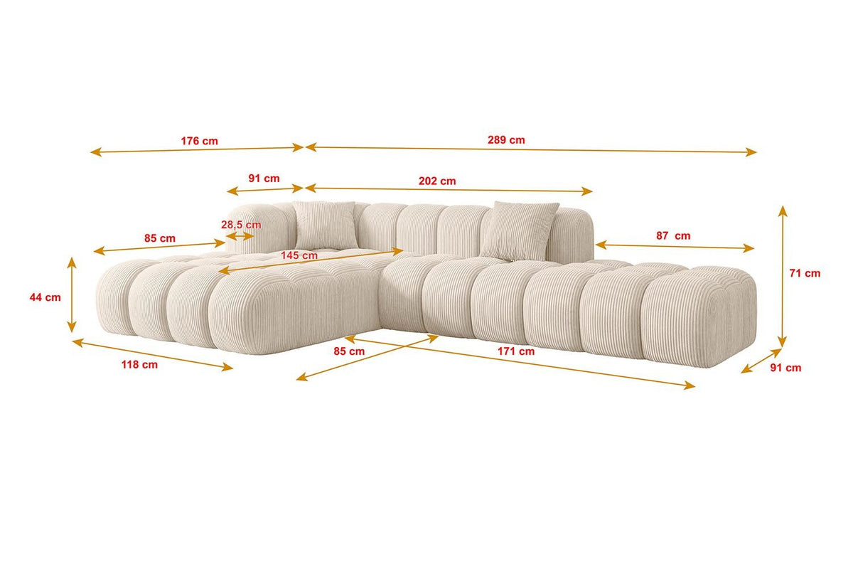 Cord Ecksofa OLEA-L2 Beige im Wohnzimmer