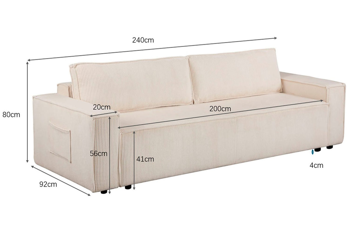 Liegefläche des Cord Schlafsofas CASSI