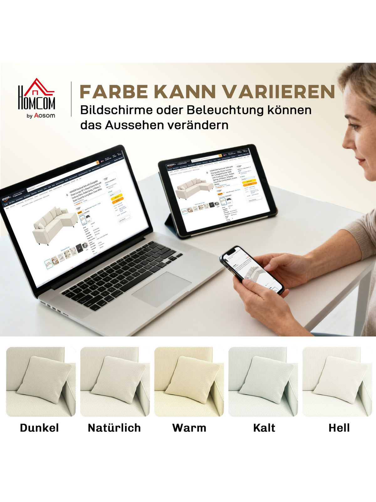 Maßskizze des Cord Ecksofas mit 241 cm Breite