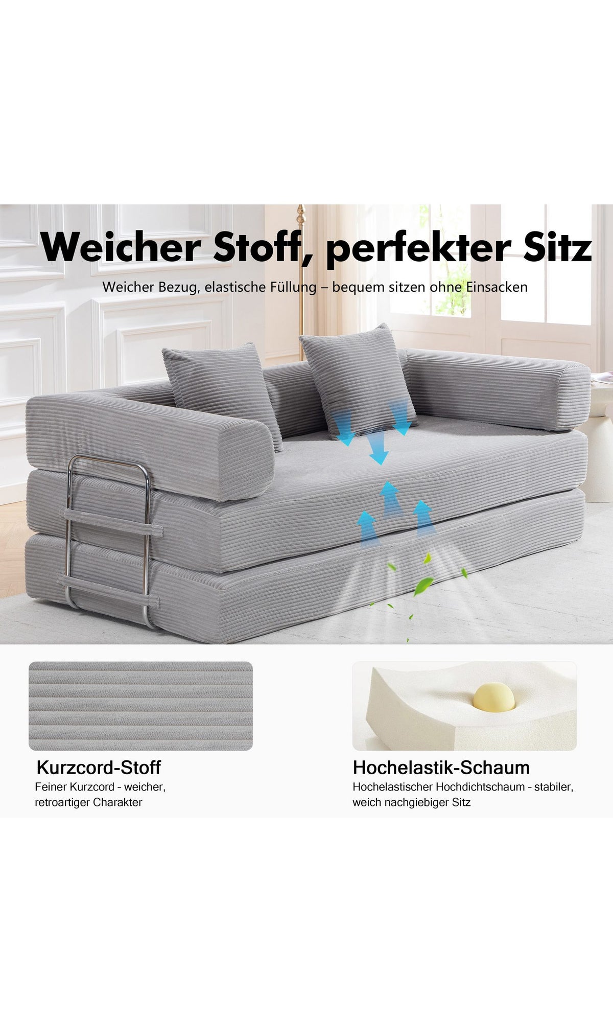 Schlafsofa mit ausgeklappter Liegefläche