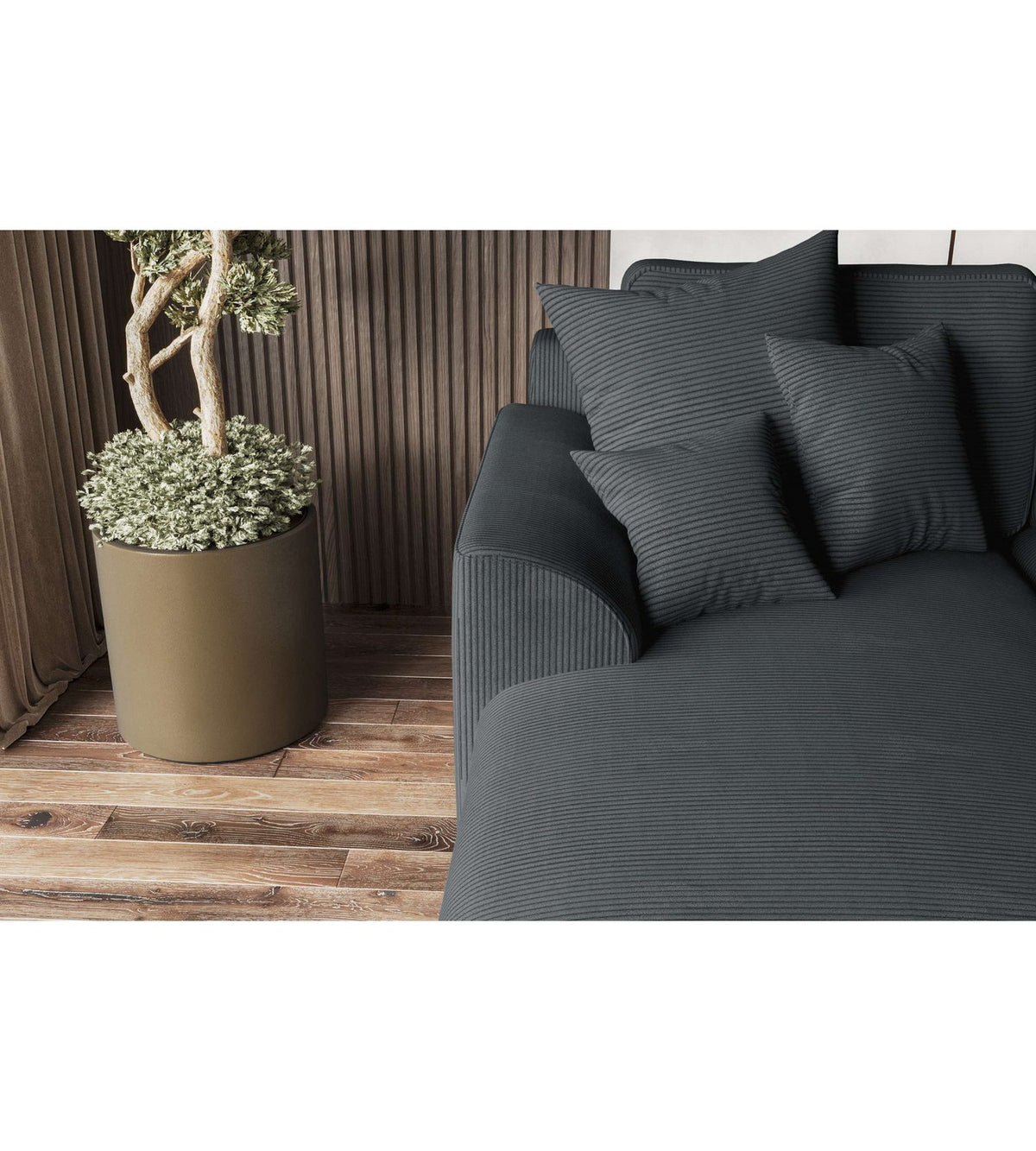 Ottomane des Cord Ecksofas GUSTO in Graphit