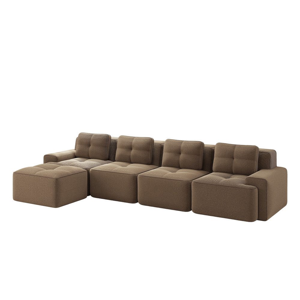 Rückansicht des Cord Modulsofas CLOUD in Braun