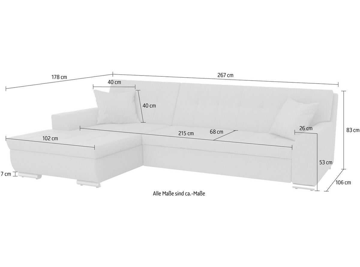 Graues Cord Ecksofa TREVISO im Wohnzimmer