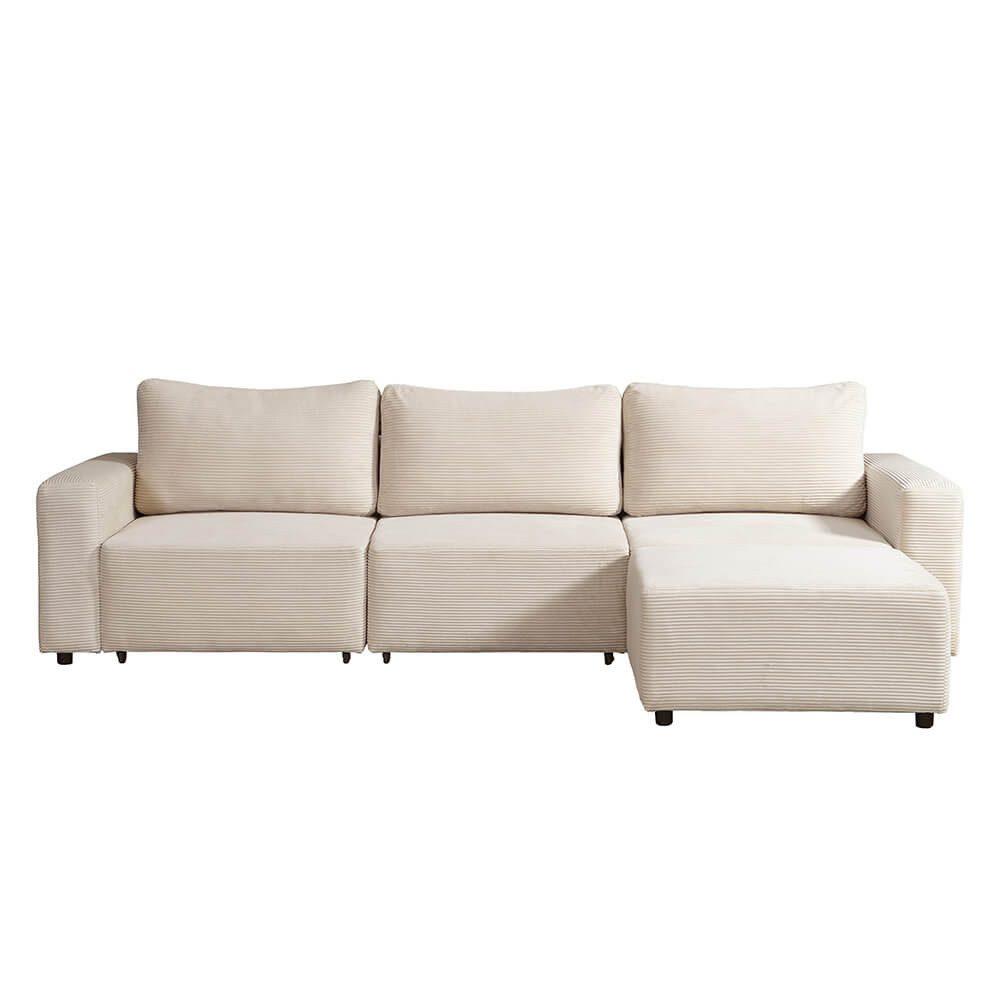 Ottomane des Cord Schlafsofas VINA L in Beige