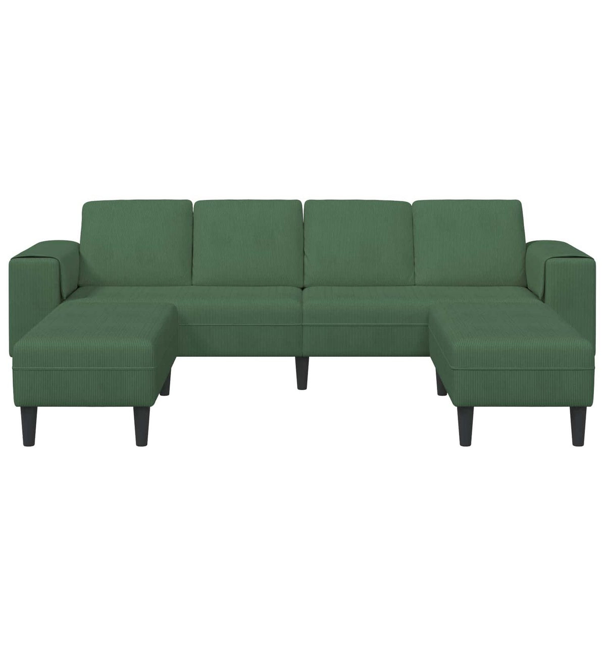 Seitenansicht des dunkelgrünen U-Sofas aus Cord