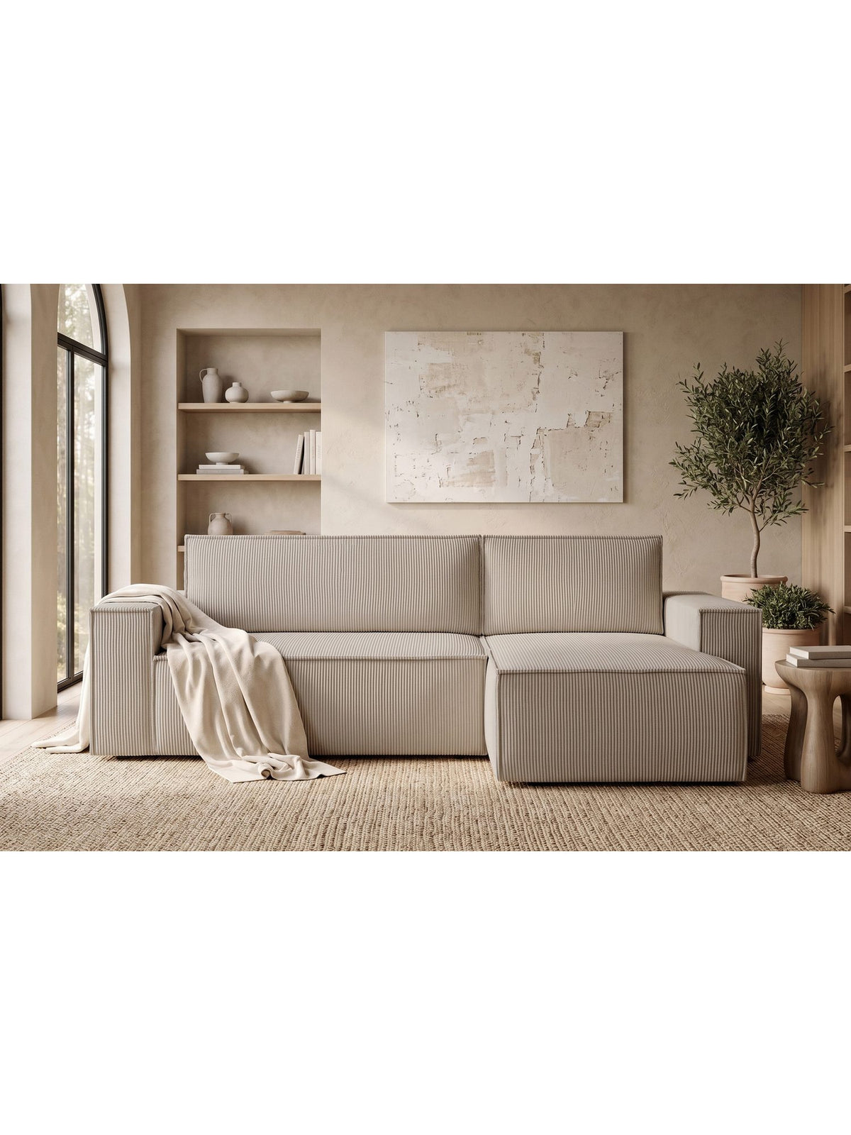 Cord Ecksofa NAPI 262 cm in Beige Ansicht 6