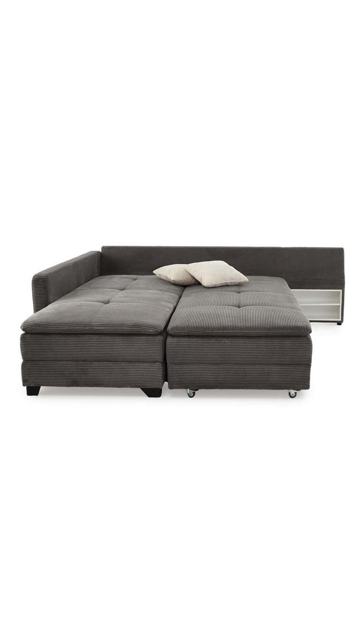 Cord Ecksofa 15163 in Dunkelgrau Ansicht 2