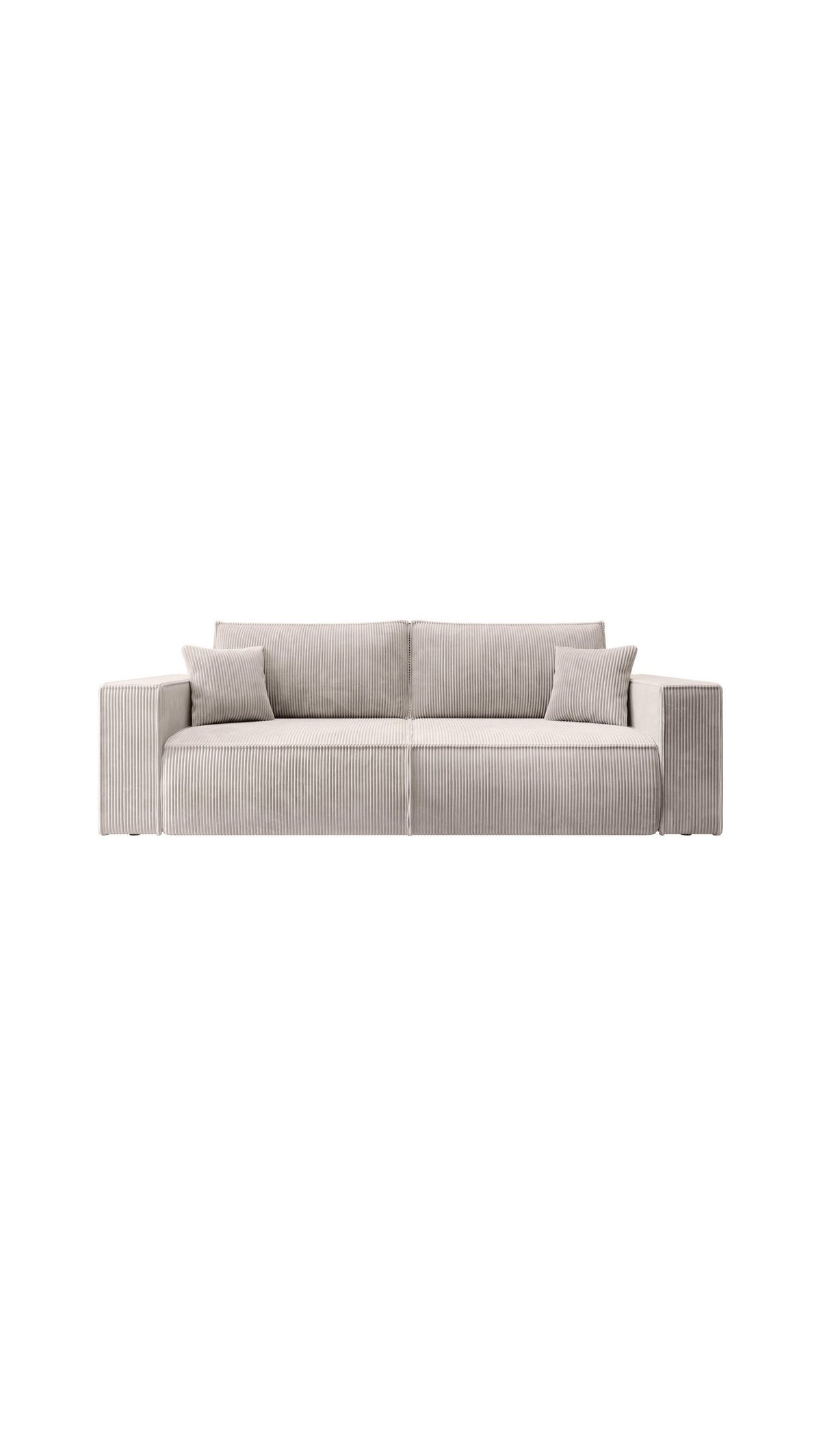 Cord Schlafsofa FARESE NEW in Creme mit geoeffnetem Bettkasten