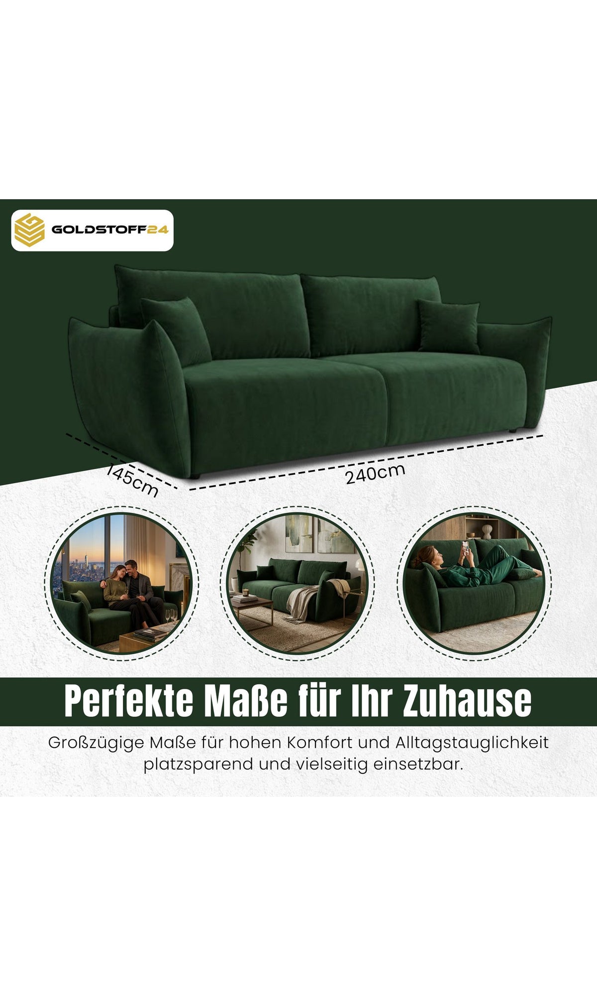Cord Schlafsofa ALLORA geöffneter Bettkasten