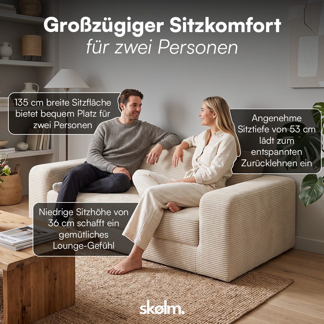 Beiges Cord Schlafsofa LAGA von vorne