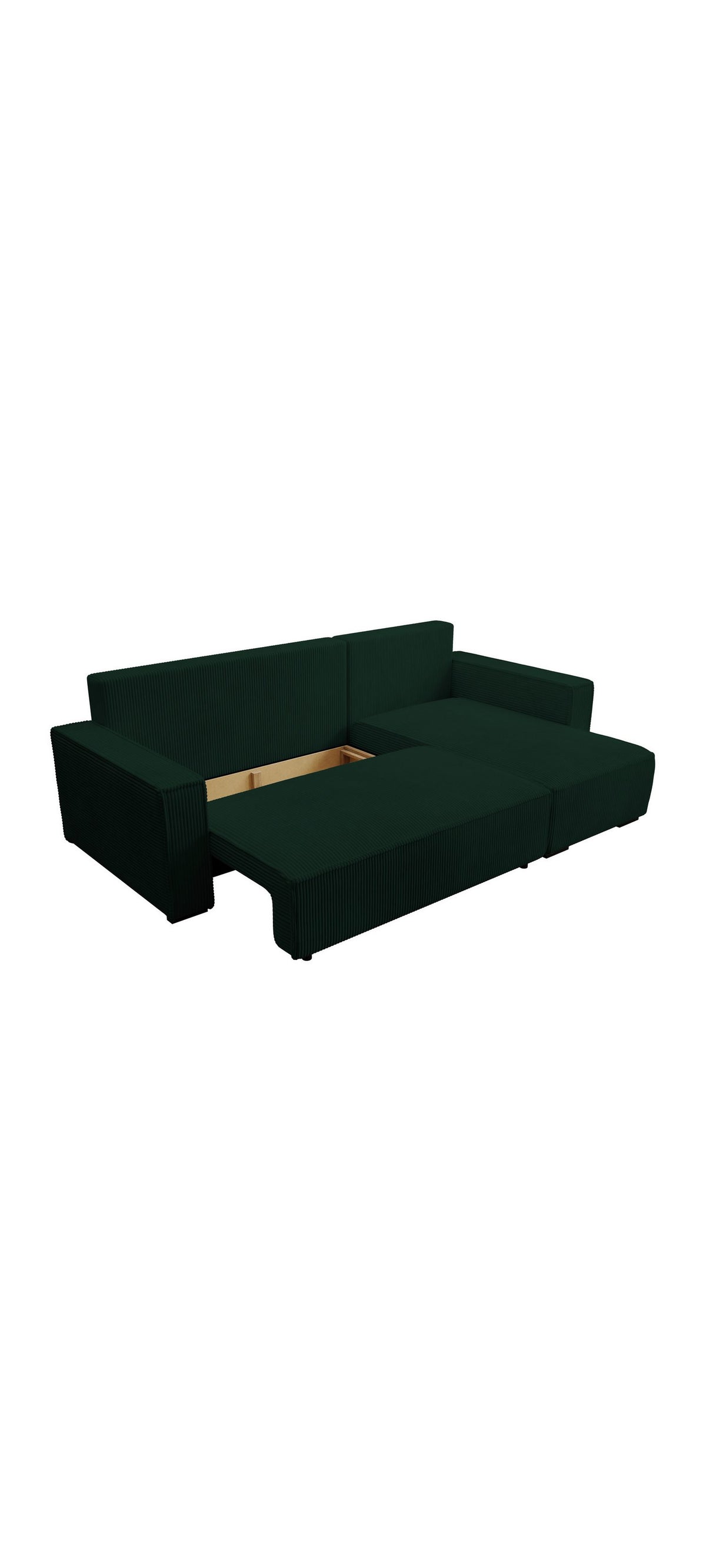 Cord Ecksofa LETTO mit Schlaffunktion in Grün - Ansicht 3