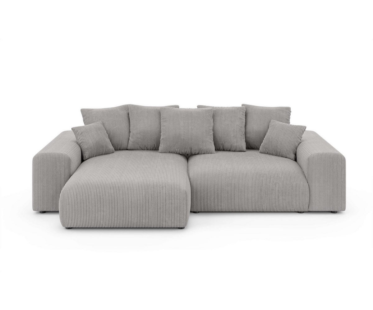 Hellgraues Feincord Ecksofa LAKESIDE im Wohnzimmer
