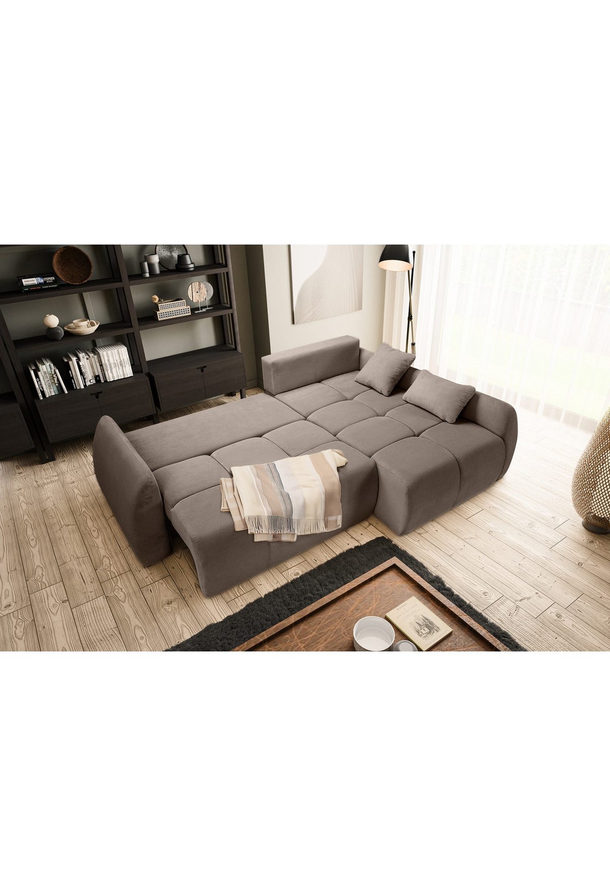 Ecksofa SANO LARGO in Braun im Wohnzimmer