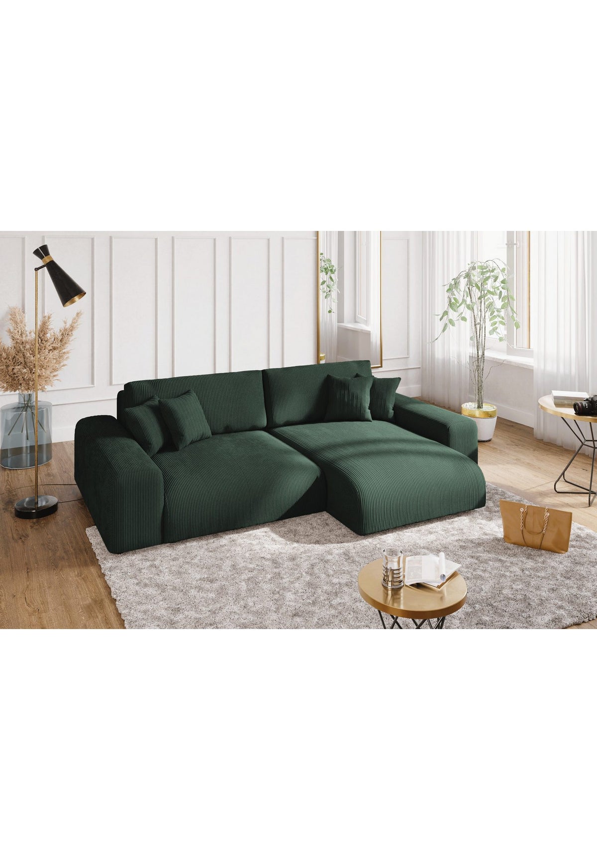 Cord Ecksofa 21005 mit ausgezogener Liegeflaeche