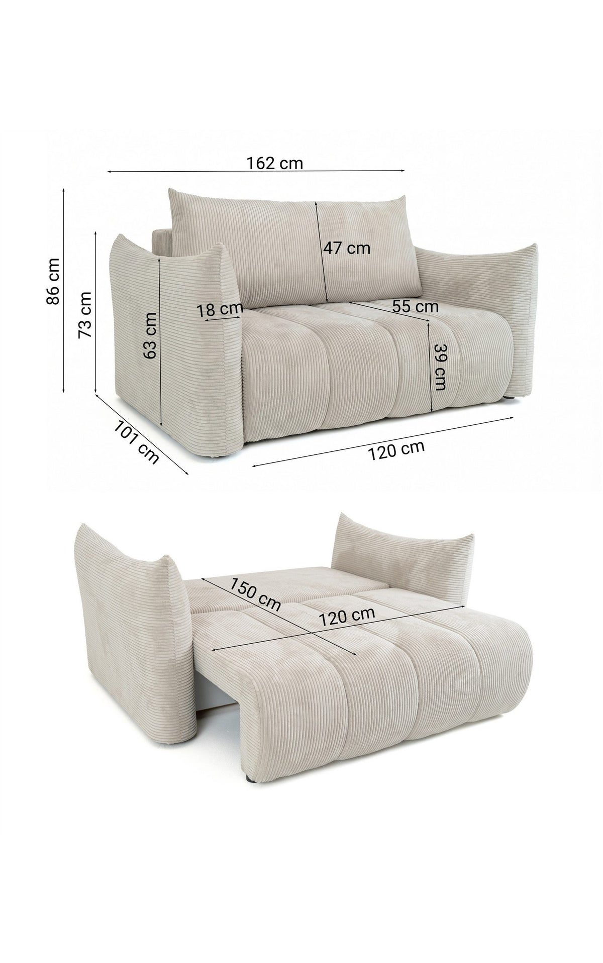 Cord Schlafsofa FUN LORRIS in Türkis Produktbild 4