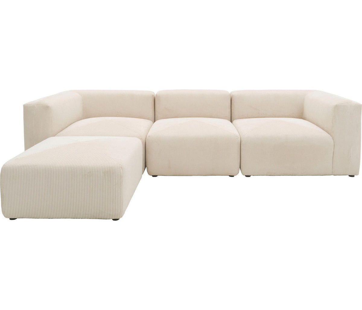 Cord Ecksofa GERRID mit Hocker im Wohnzimmer