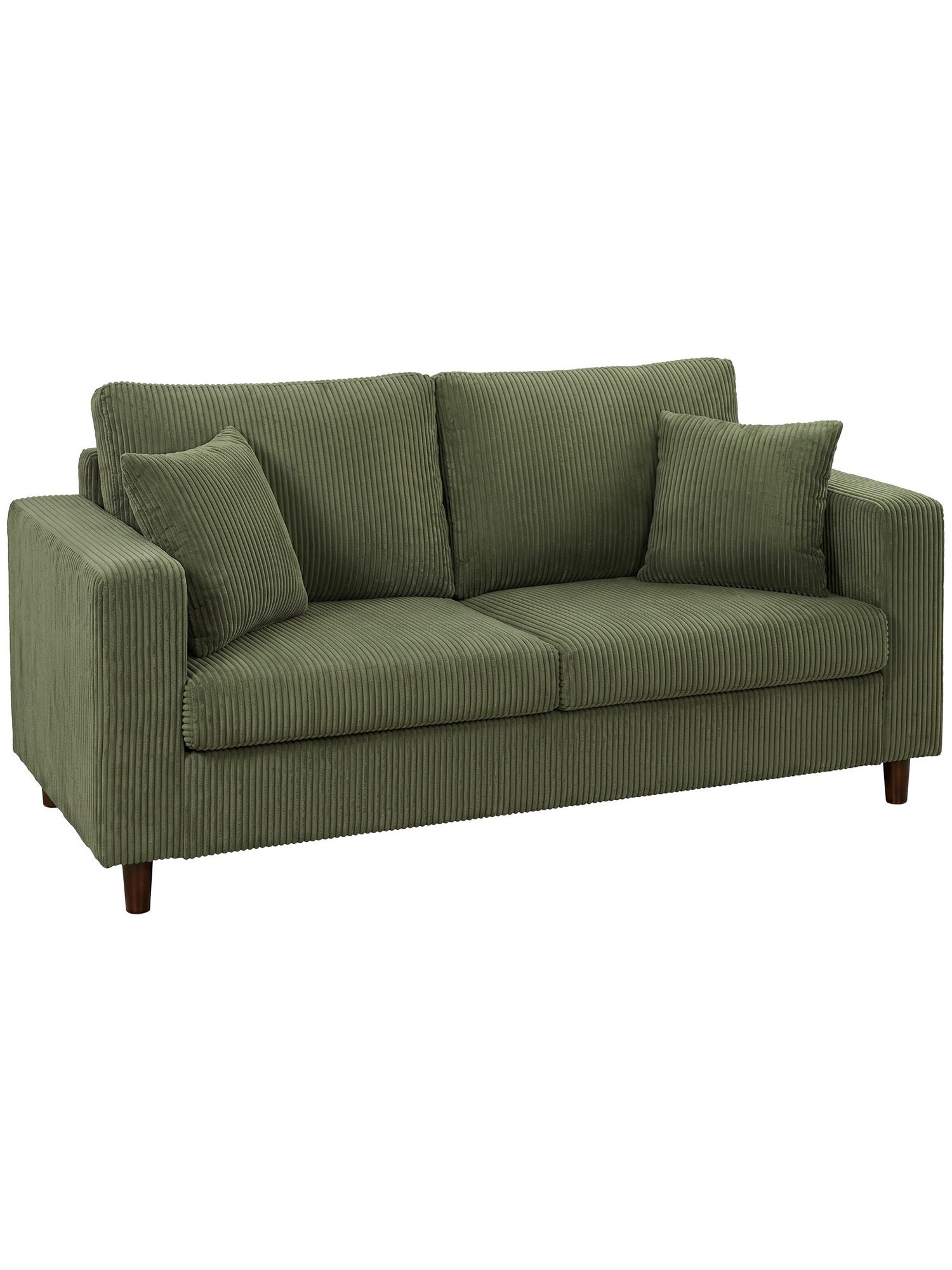 Grünes Cord Sofa 170 cm in der Seitenansicht