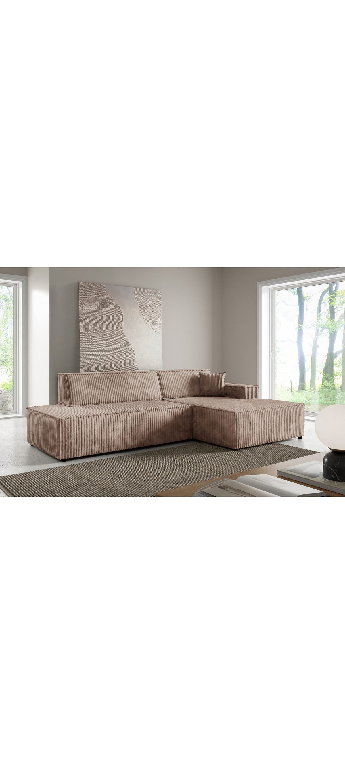 Cord Ecksofa TILIA in Capuccino von vorne