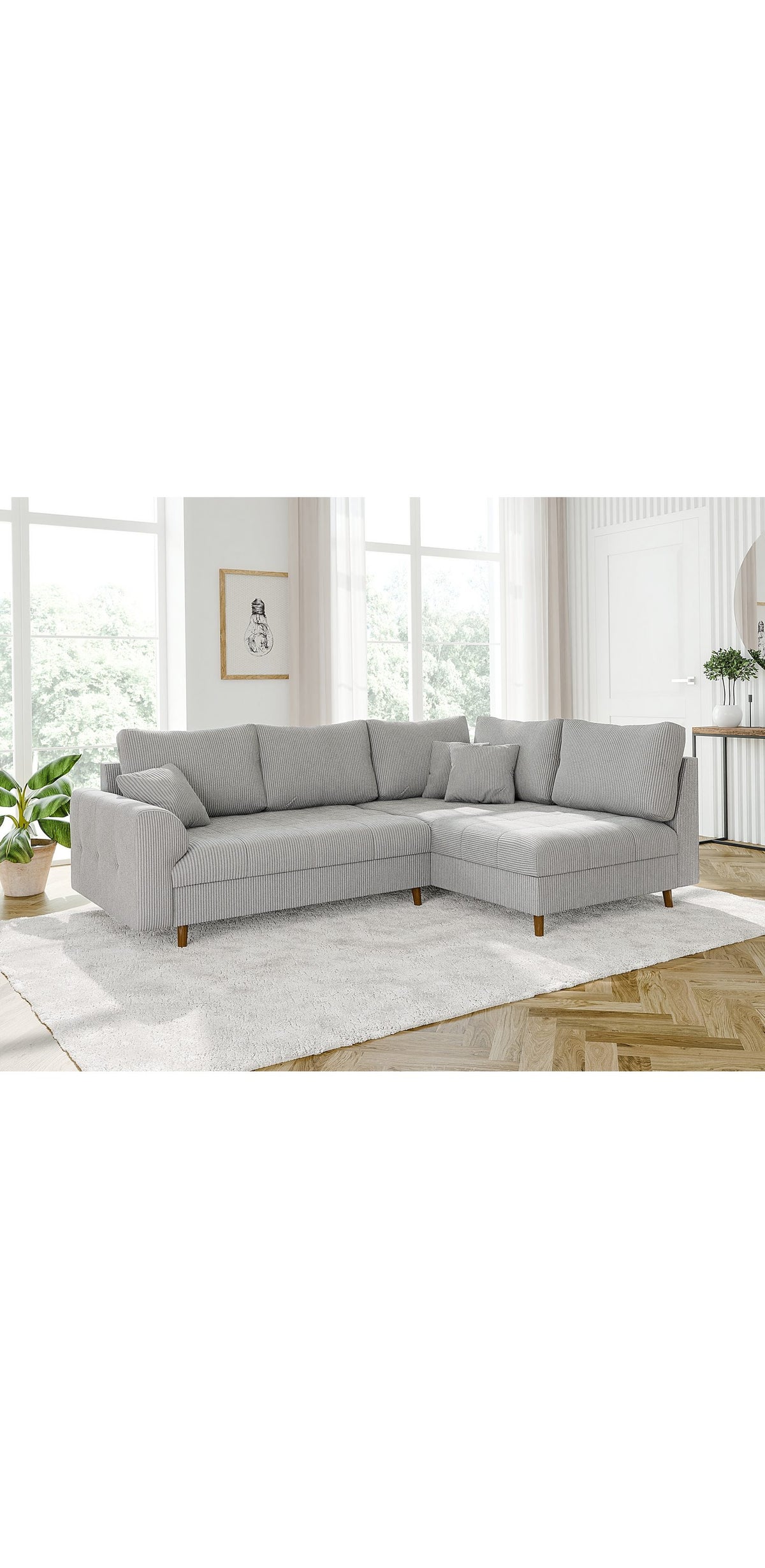 Massivholzfuesse des Cord Ecksofas ZARA in Braun
