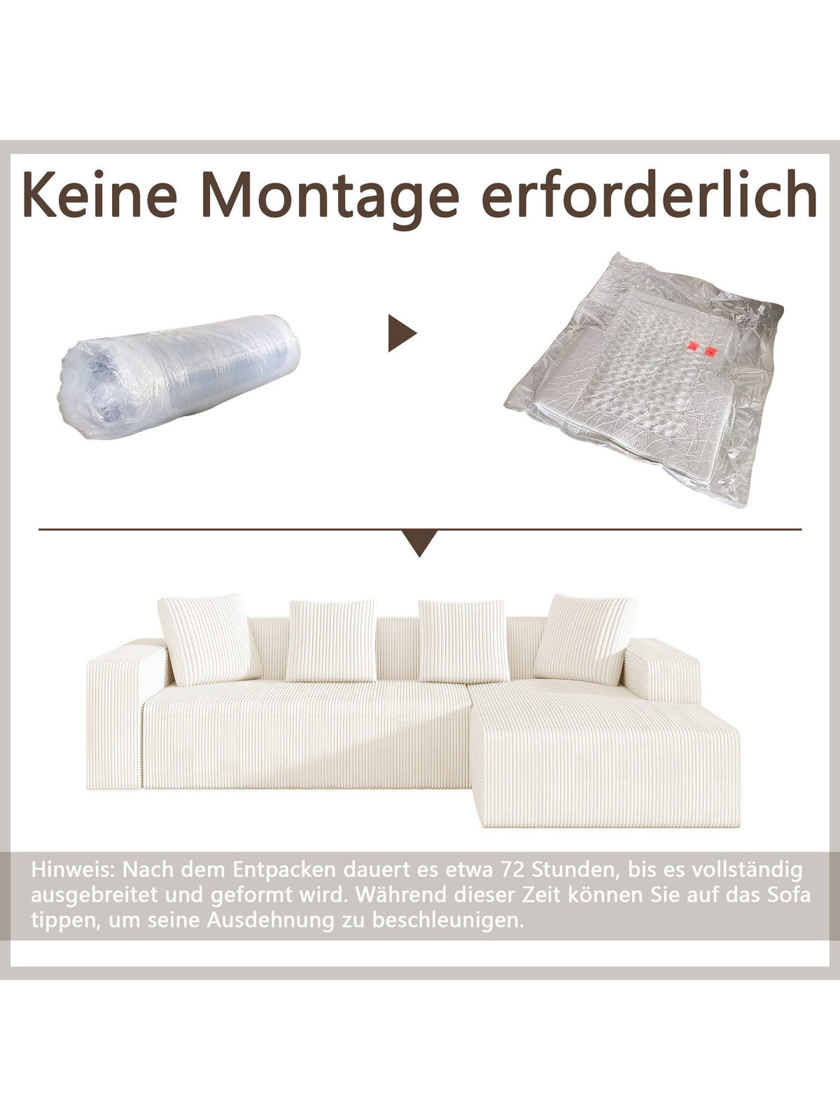 Cord Ecksofa CLOUD im Wohnzimmer aufgestellt