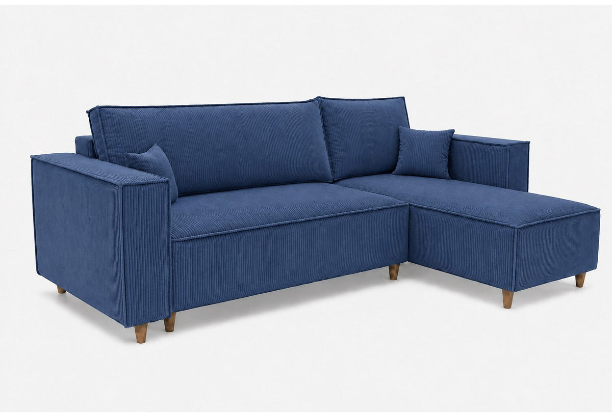 Cord Ecksofa RIO in Blau von vorne