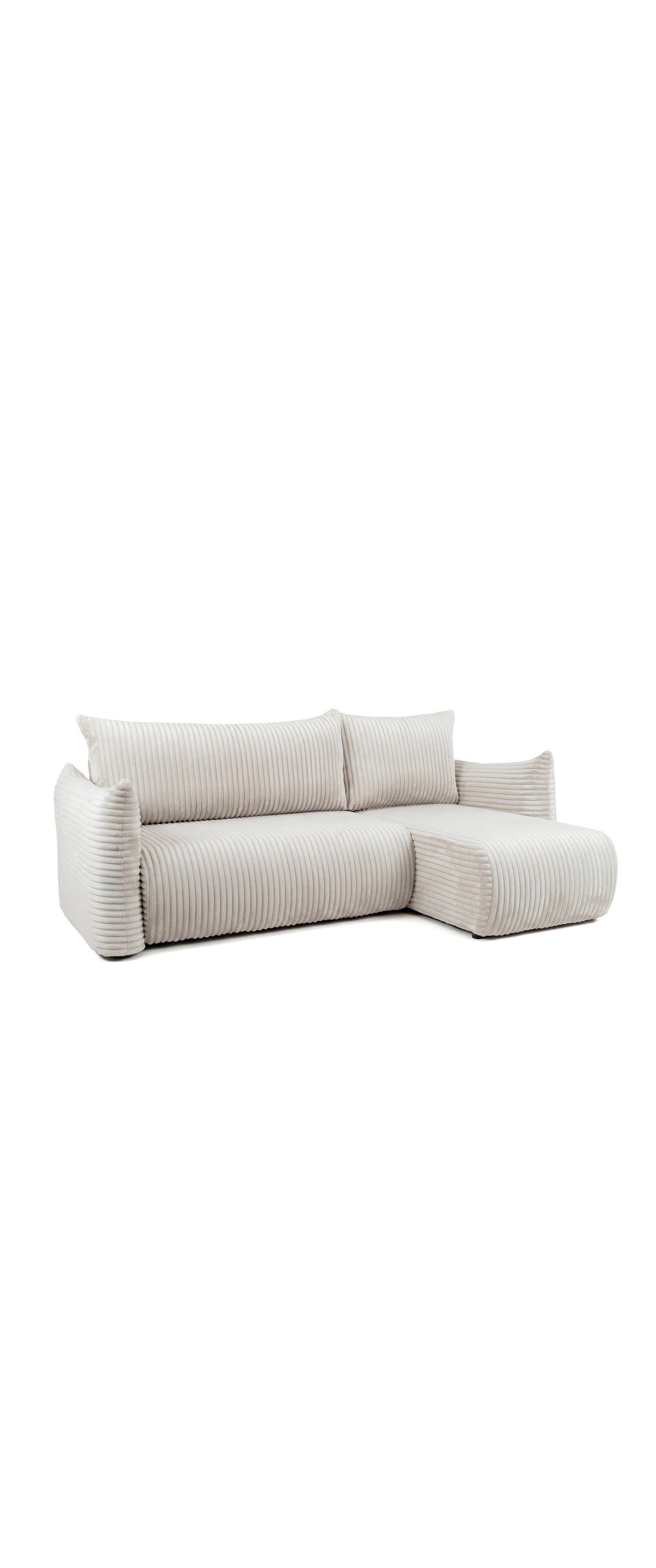 Geöffneter Bettkasten des Cord Ecksofas FILO MINI