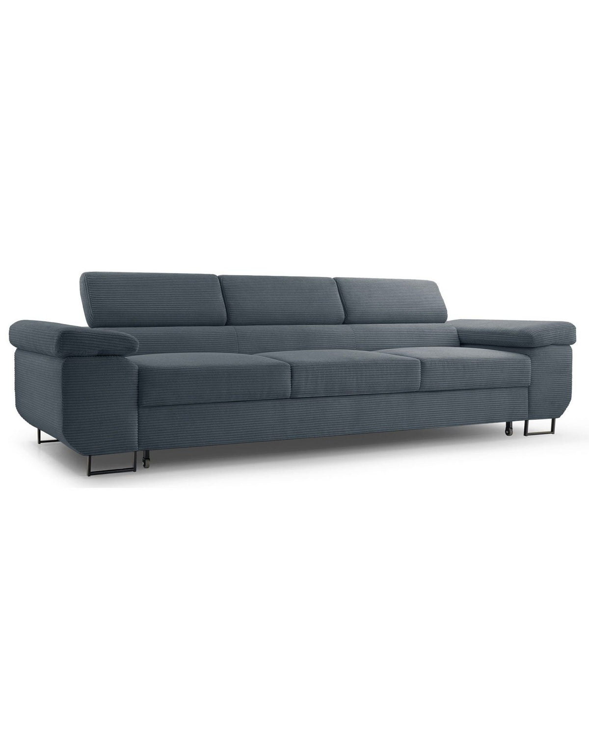 Detail der verstellbaren Kopfstütze am Cord Schlafsofa