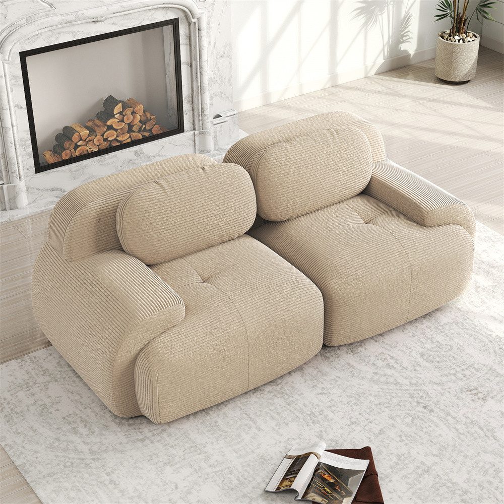 Modulares Cord Sofa in kombinierter Anordnung