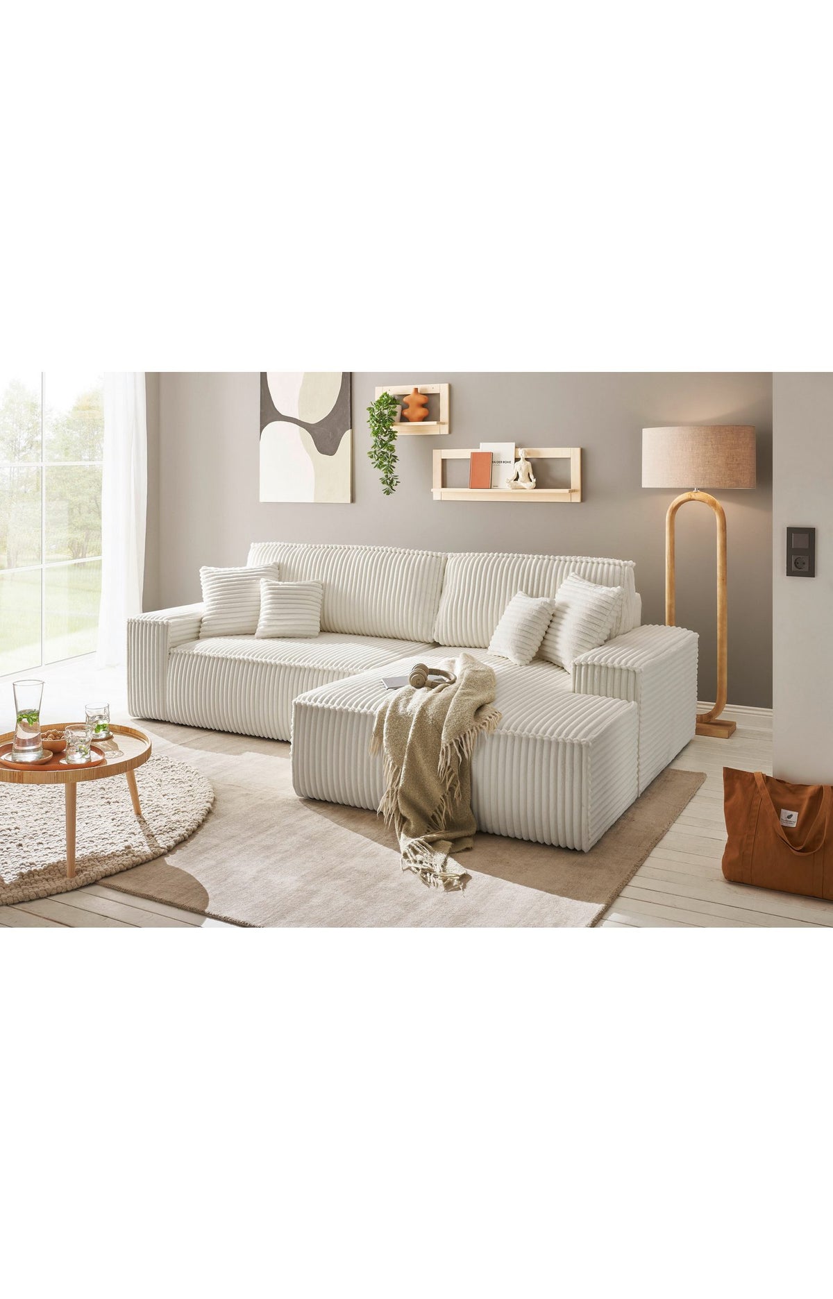 Cord Ecksofa FINNLEY in Hellbeige Ansicht 5