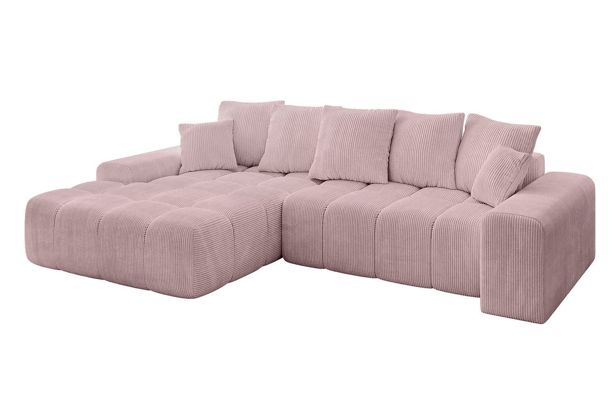 Cord Ecksofa ENSI-L in Rosa Detailansicht des Cordbezugs