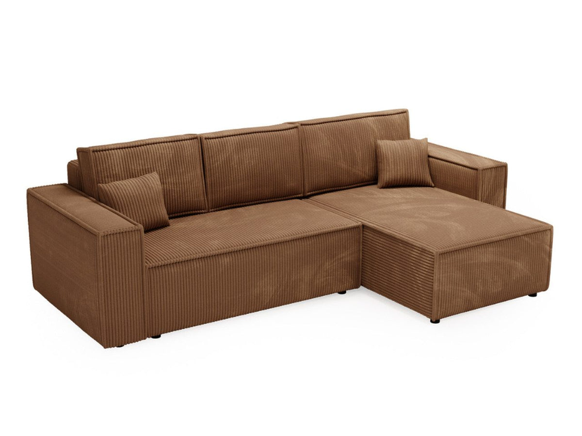 Geoeffneter Bettkasten des Cord Ecksofas PRATO XL