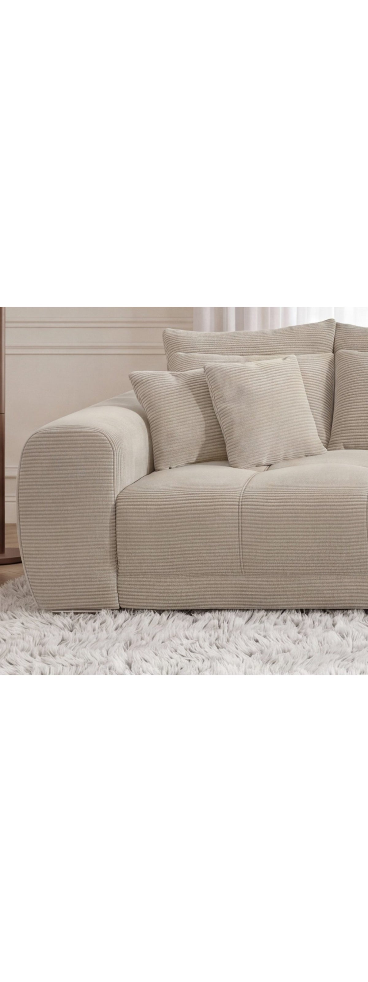 Big Sofa 15173 in Cord Beige Grau seitliche Ansicht