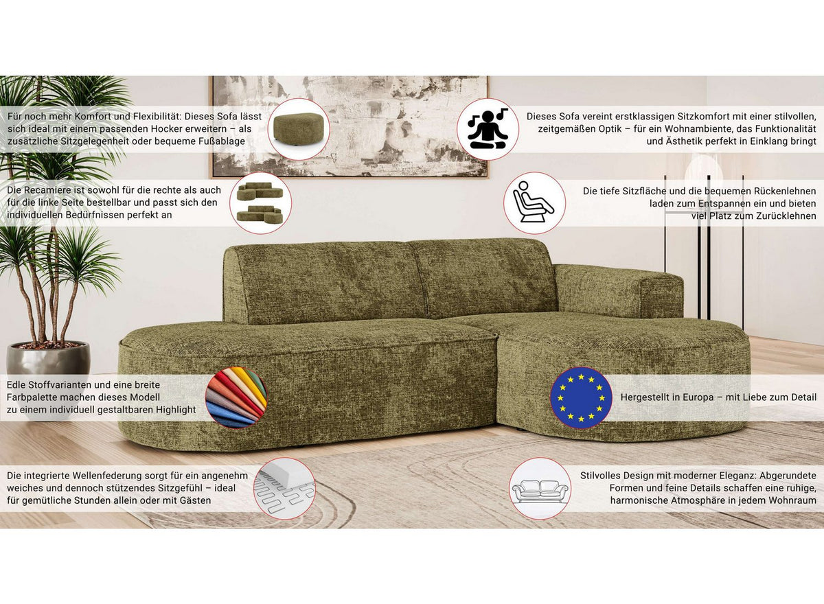 Cord Ecksofa ADELLA XL Nahaufnahme des Cordbezugs