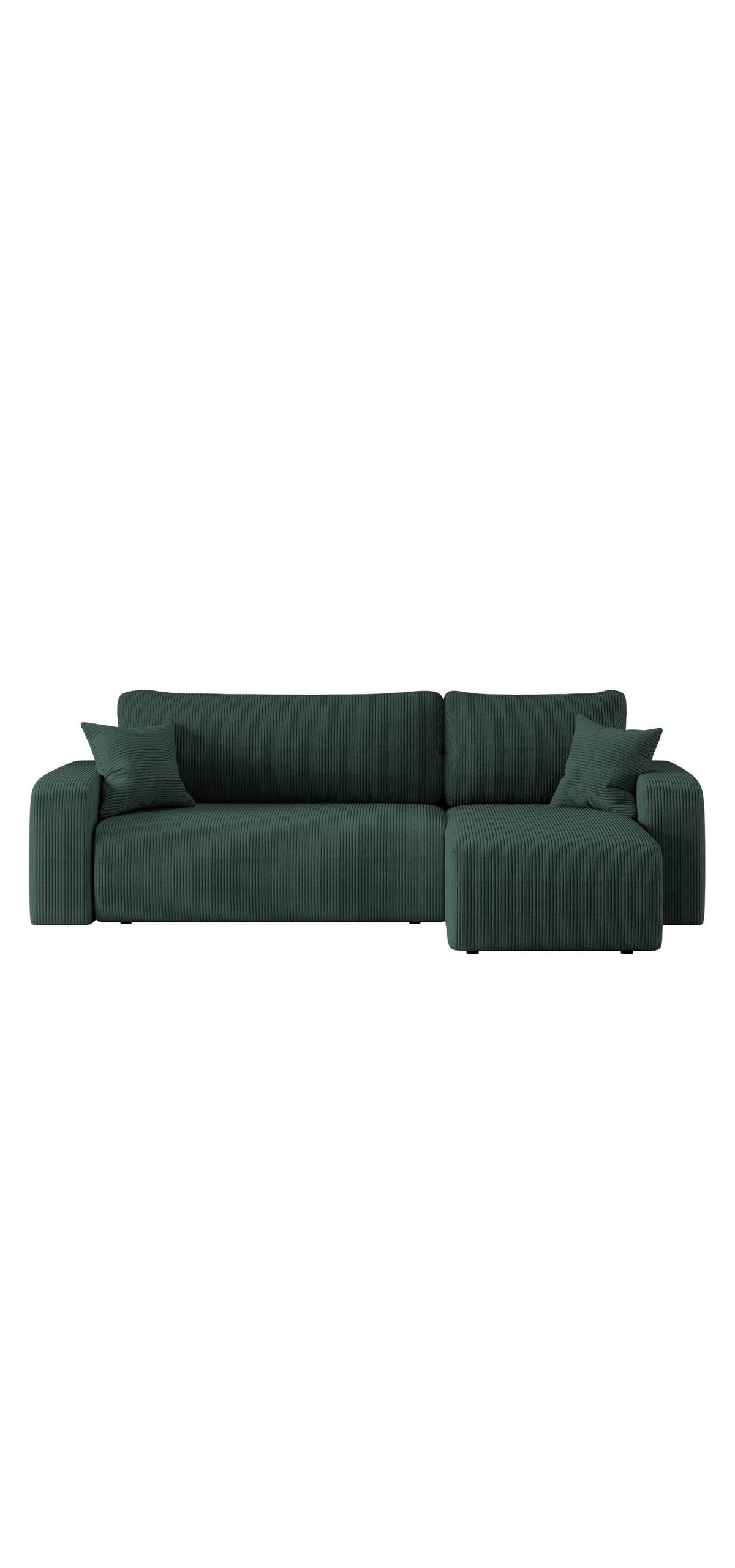 Cord Ecksofa MILANO L in Grün im Wohnzimmer aufgestellt