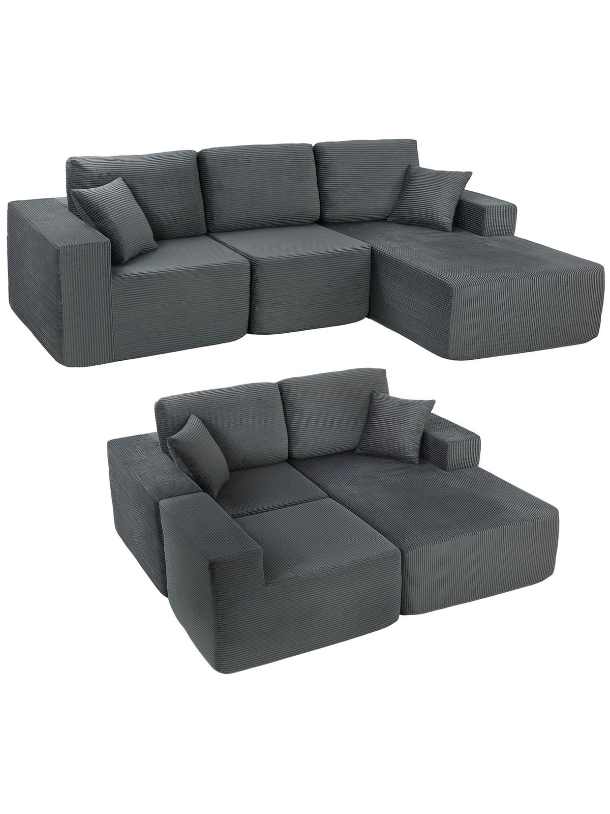 Modulares Cord Ecksofa CLOUD Gesamtansicht in L-Form