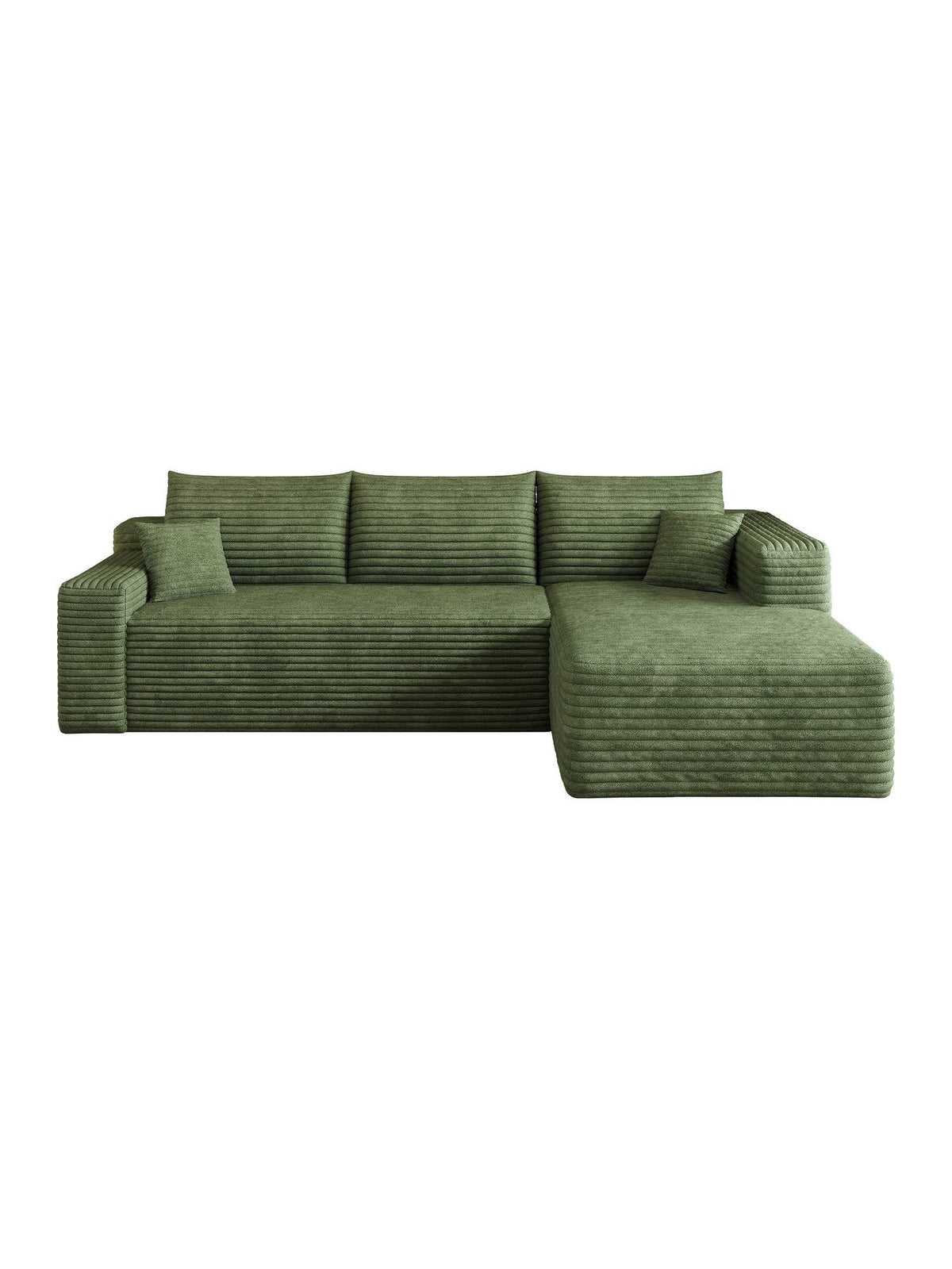 Cordstruktur des modularen Ecksofas CLOUD in Grün