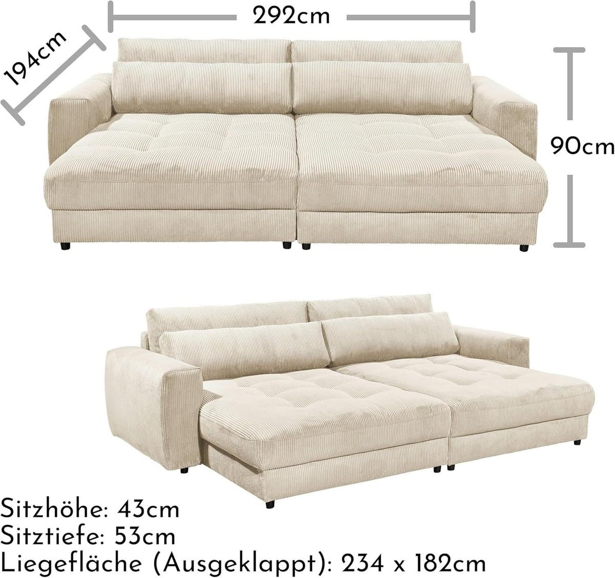 Big Sofa BARURA Loveseat Seitenansicht