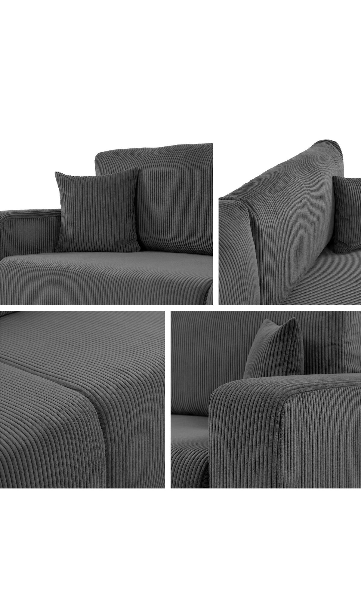 Cord Schlafsofa PIANO mit ausgezogener Liegefläche