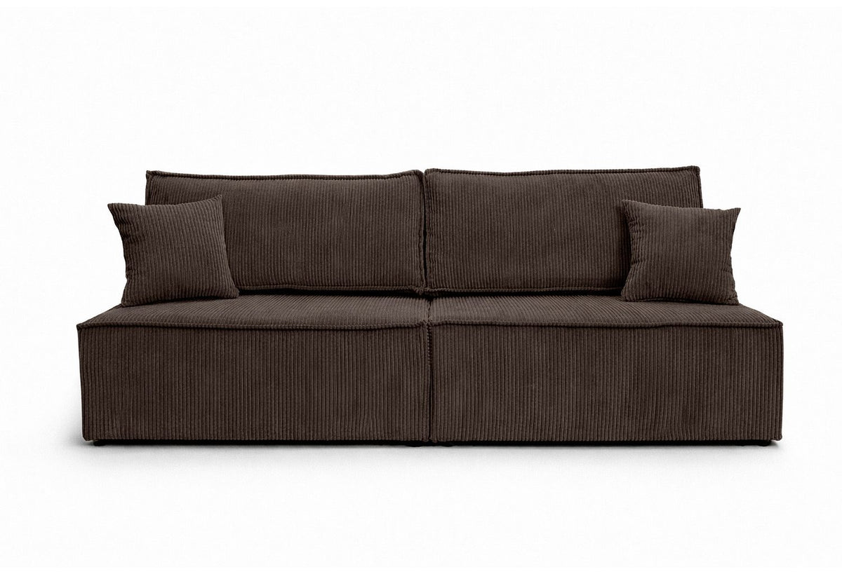 Cord Schlafsofa BEST MINI in Braun frontal im Wohnzimmer