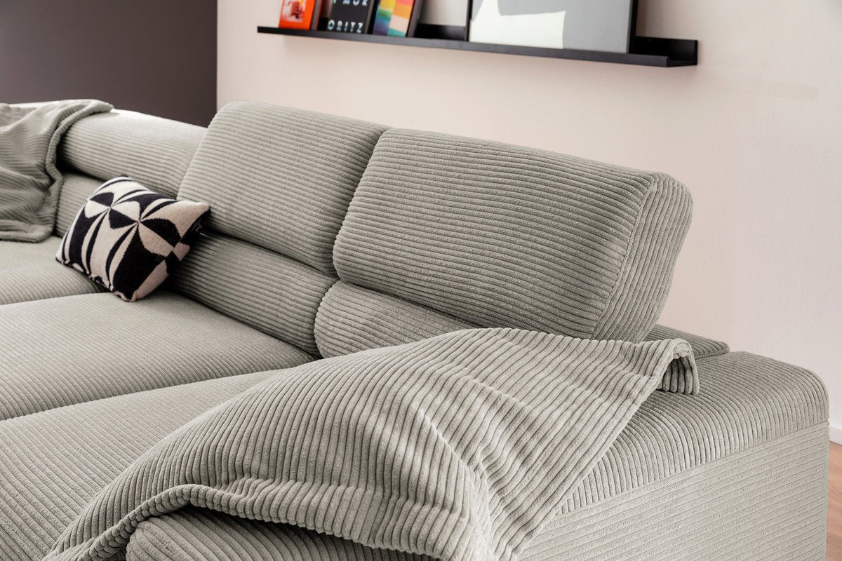 Ecksofa DELIA mit Recamiere und verstellbaren Kopfteilen