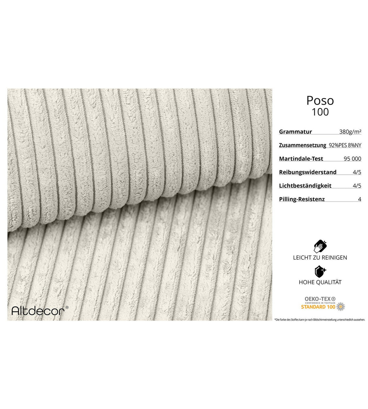 Cord Ecksofa SERRA-L Beige mit Ottomane links