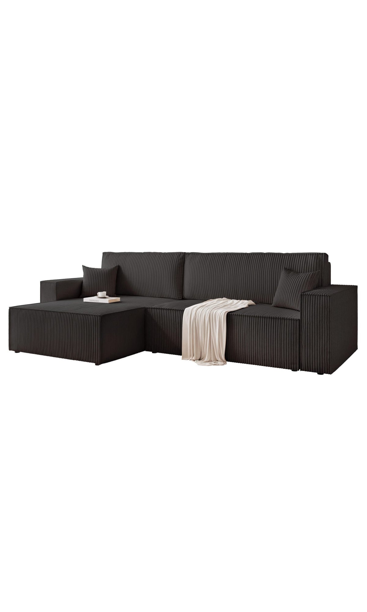 Nahaufnahme des Trend-Cord Bezugs Poso 135 in Schwarz