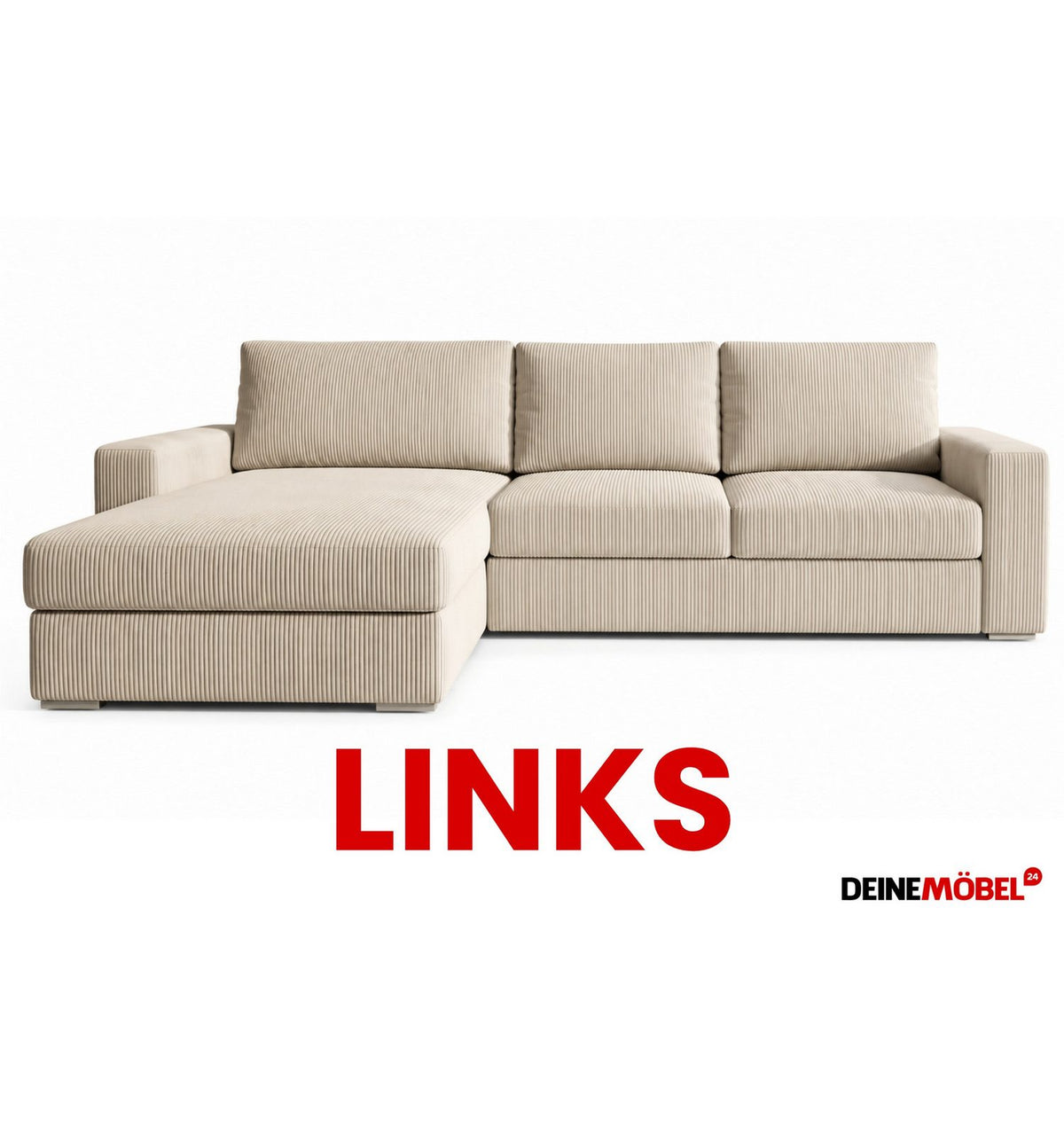 Ausgeklappte Liegefläche des Cord Ecksofas CORD XL