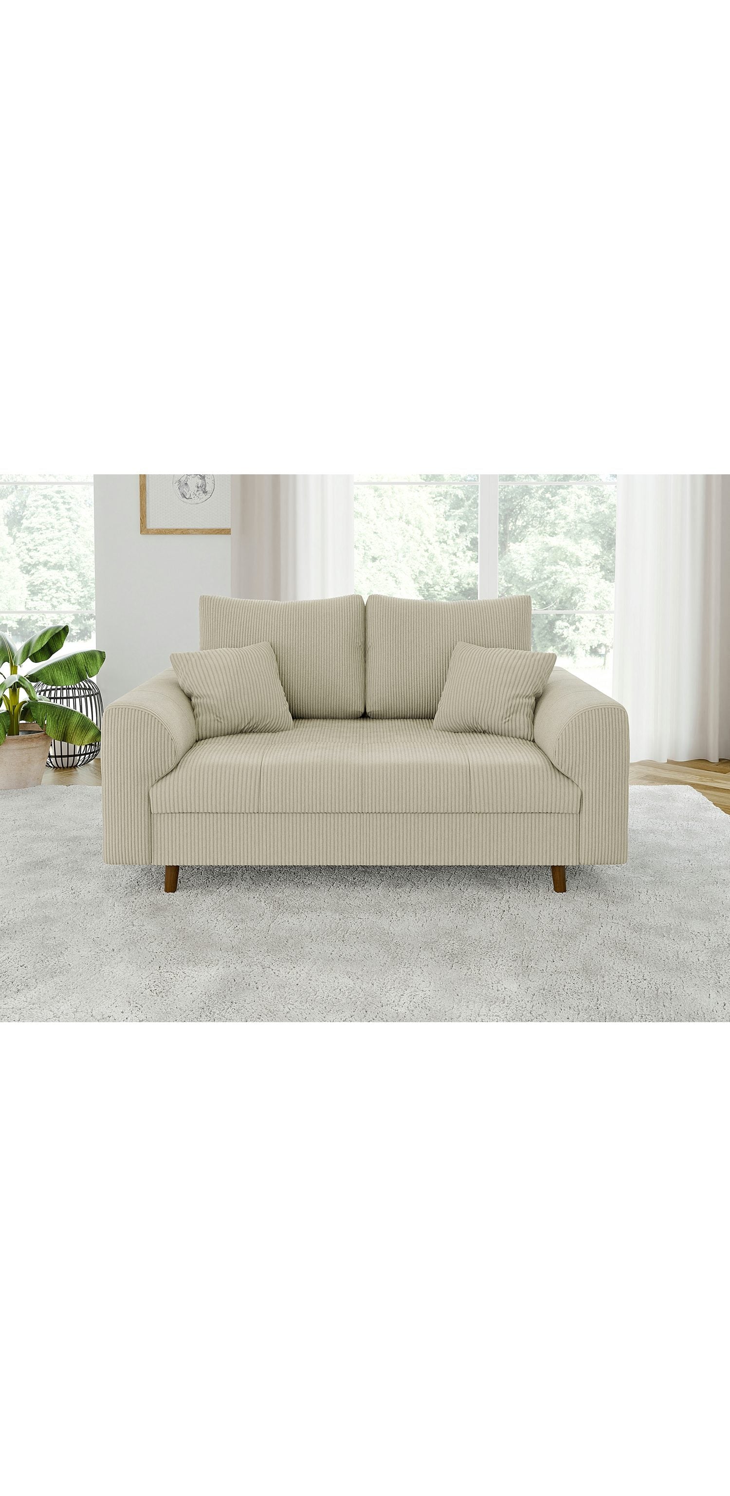 Nahaufnahme des beigen Cord-Stoffs