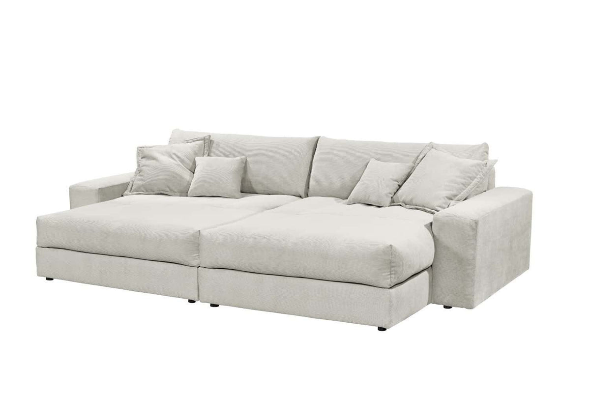 Cord Ecksofa KAMIL in Sand von vorne