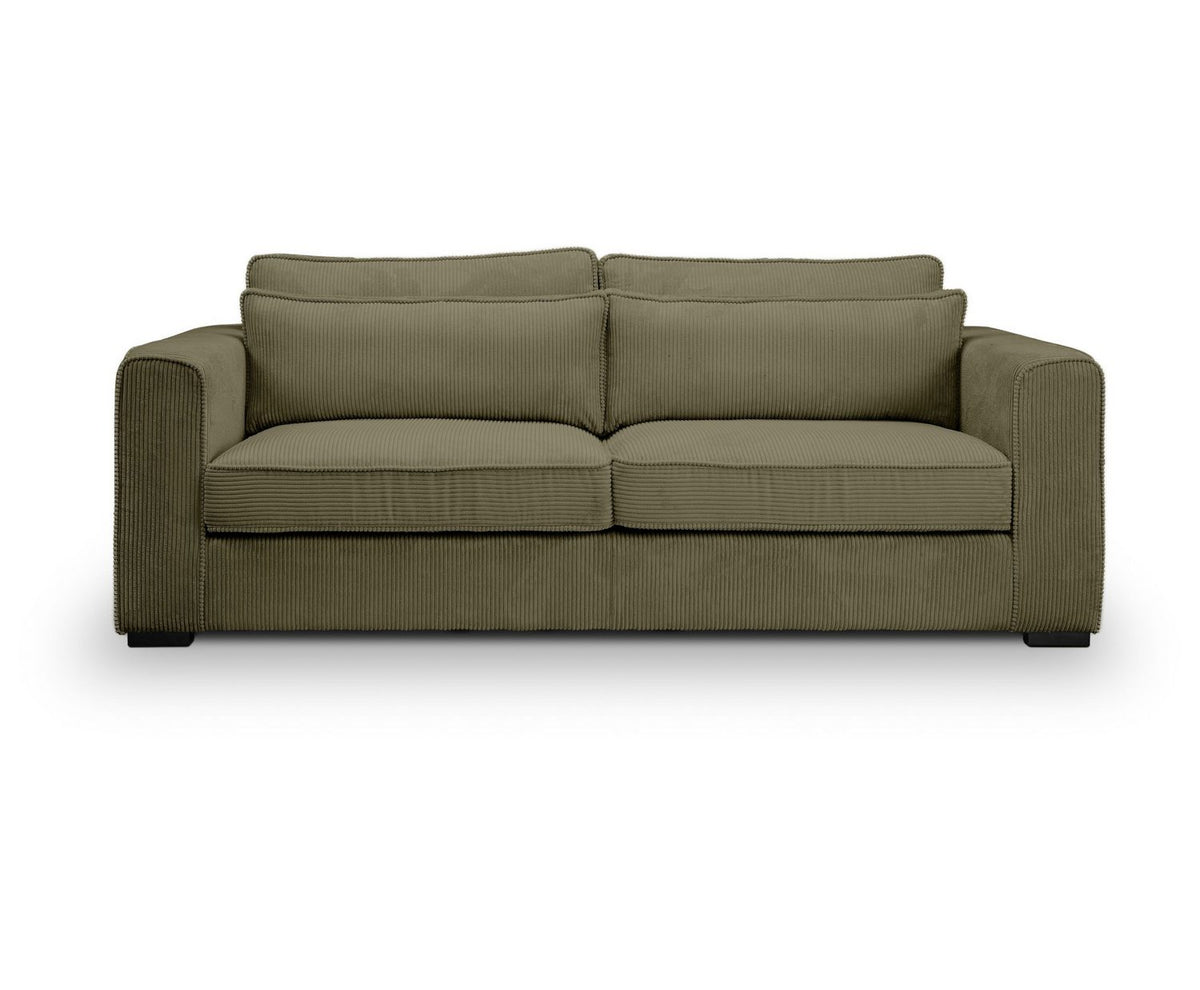 Cord Sofa ALMERA in Khaki Gesamtansicht