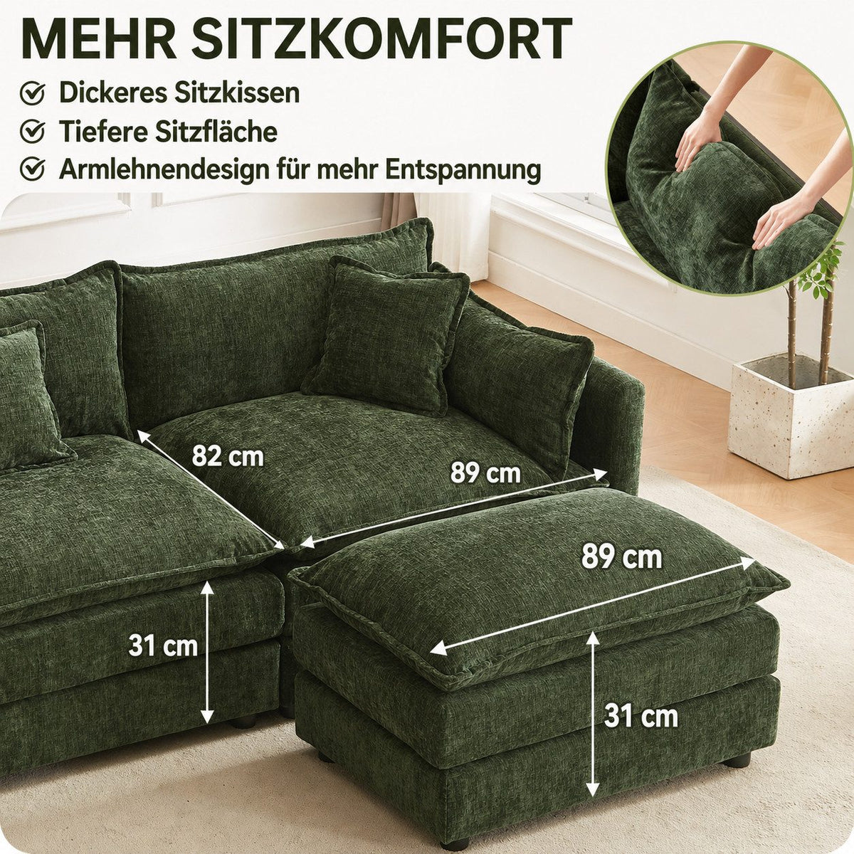 U-Form der grünen Wohnlandschaft von der Seite