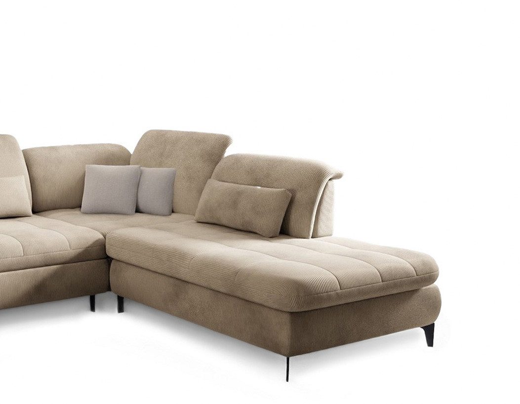 Cord Wohnlandschaft NOLA in Beige von vorne im Wohnzimmer
